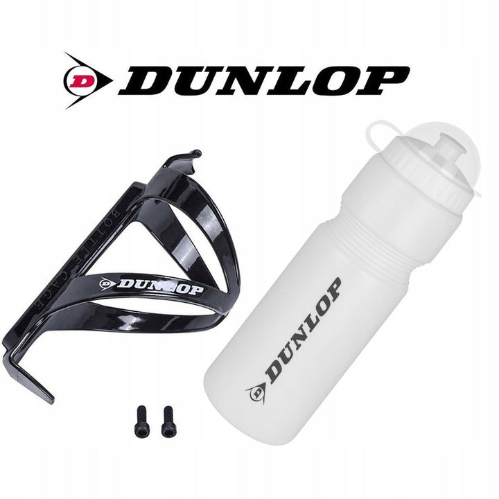 Witte DUNLOP Fiets Waterfles 750 ML met Fleshouder