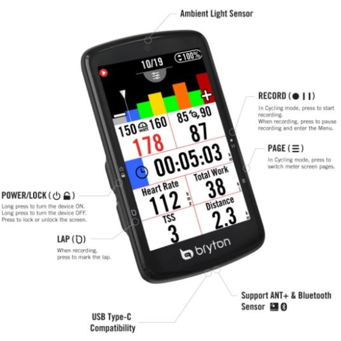 Bryton - Rider S810 E GPS Fietscomputer ANT+ / Bluetooth