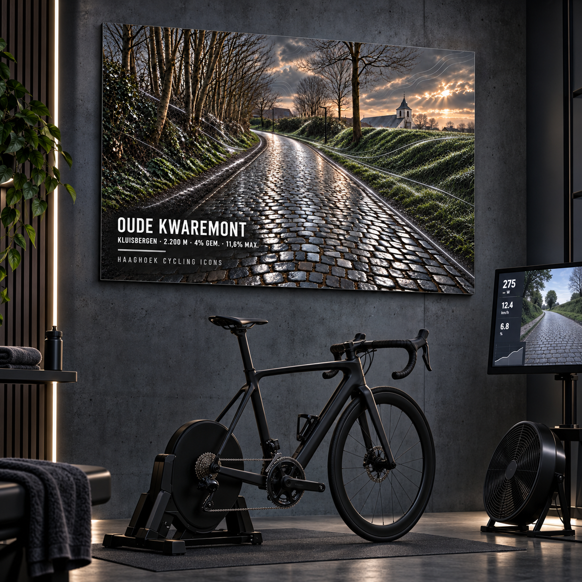 Oude Kwaremont Cycling Icon – Wielerkunst op Dibond
