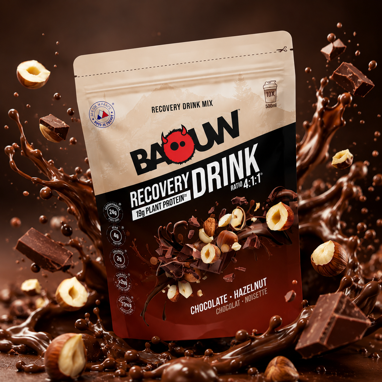 Baouw Recovery Drink Chocolate Hazelnut 500g | Herstelshake | Haaghoek Bike Store
