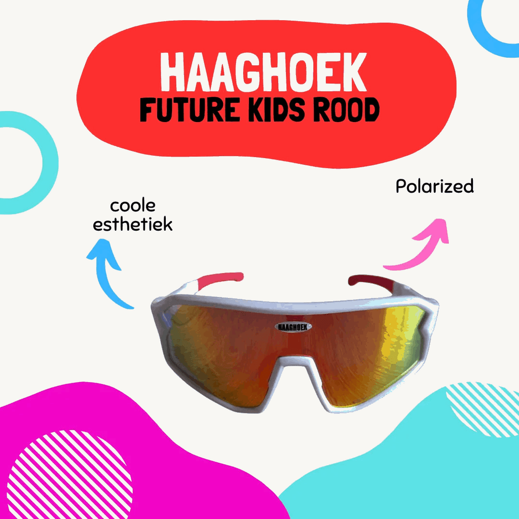 Fietsbril Haaghoek Future Kids rood-wit Haaghoek