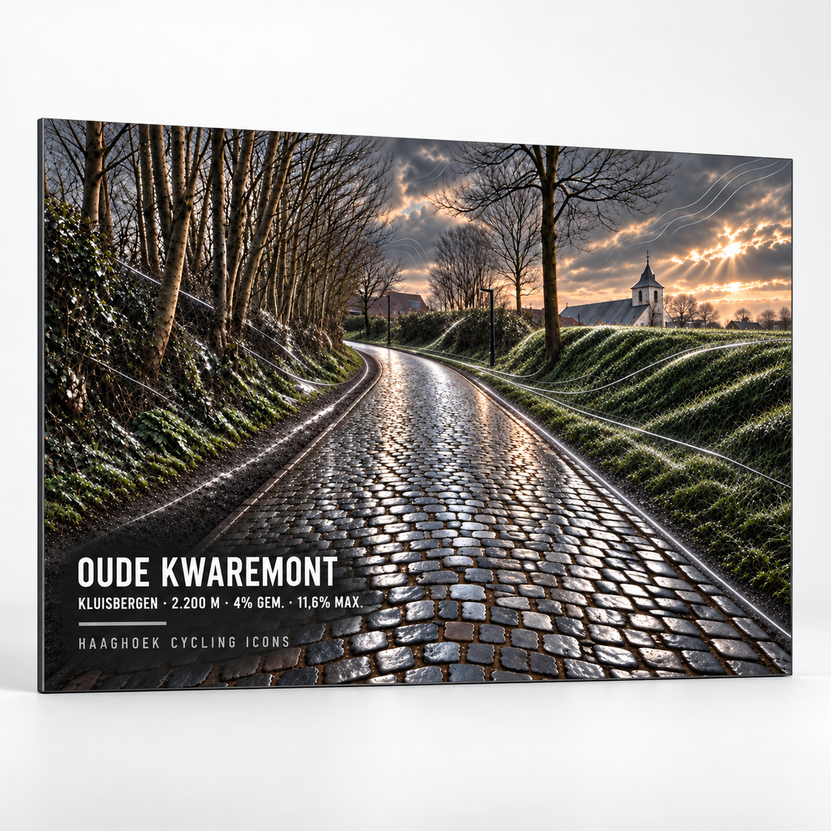 Oude Kwaremont Cycling Icon – Wielerkunst op Dibond