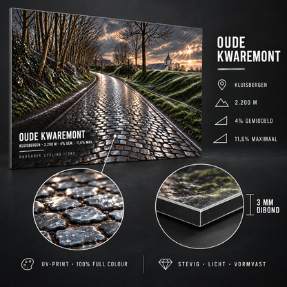 Oude Kwaremont Cycling Icon – Wielerkunst op Dibond