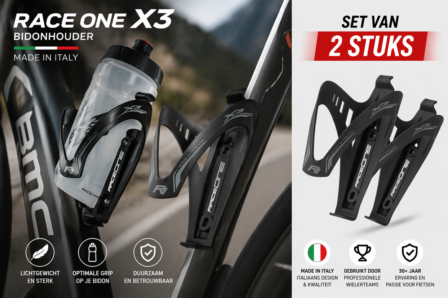 🚴‍♂️ Race One X3 Bottle Cage Black – Set of 2