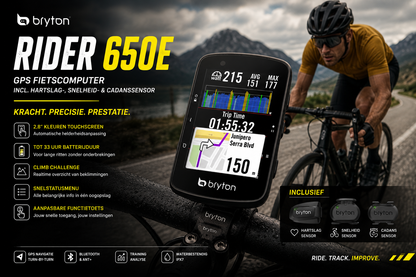 Bryton Rider 650E GPS Fietscomputer incl. HR-, Snelheid- & Cadanssensor | Haaghoek