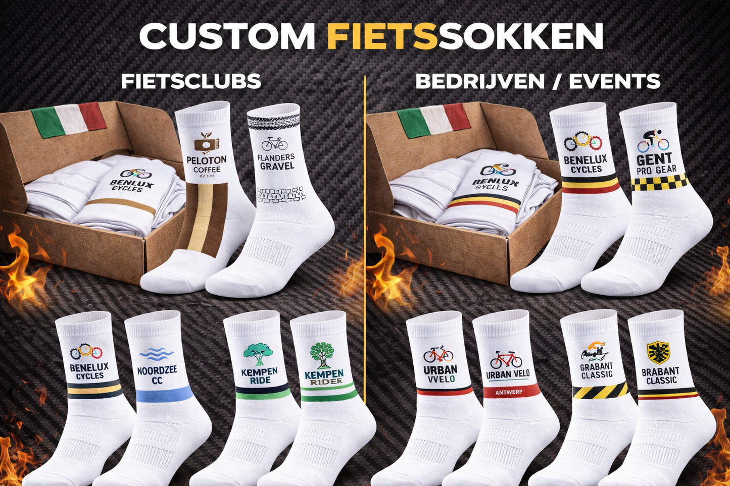 Gepersonaliseerde Polyesther Zomer Fietssokken / Prijs Per Stuk