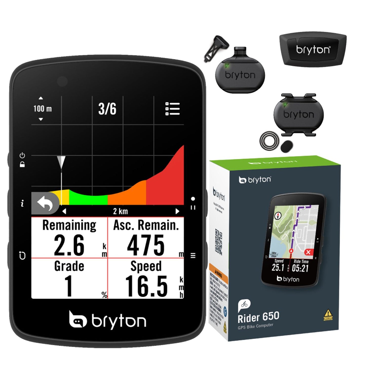 Bryton Rider 650E GPS Fietscomputer incl. HR-, Snelheid- & Cadanssensor | Haaghoek