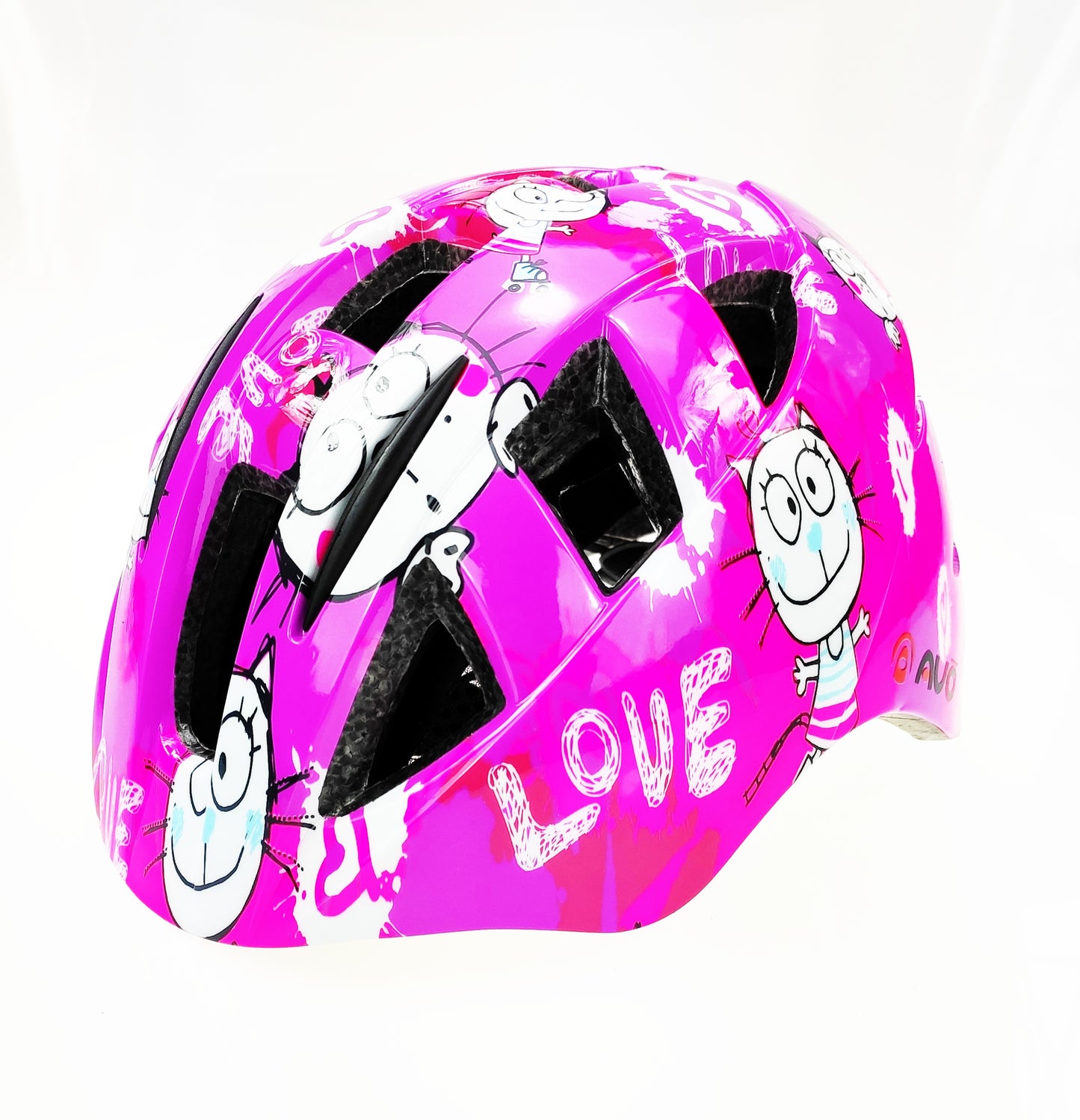 AVO Pink Kitty Kinderfietshelm S 48-52 cm | 3-5 Jaar