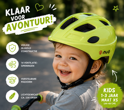 Kinderfietshelm AVO Kids Yellow XS (44-48 cm) | 1 tot 3 jaar | Haaghoek
