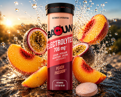 Baouw Elektrolyten Perzik & Passievrucht – Premium Hydratatie Voor Wielrenners
