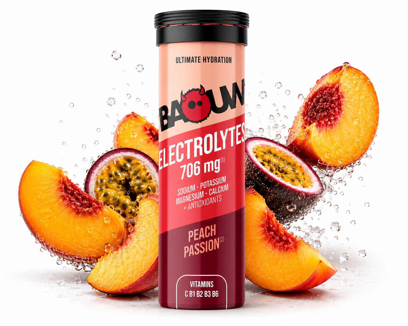 Baouw Elektrolyten Perzik & Passievrucht – Premium Hydratatie Voor Wielrenners