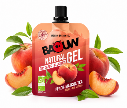 Baouw Energy Gel Peach Matcha Tea – Fruitige energie met natuurlijke focus