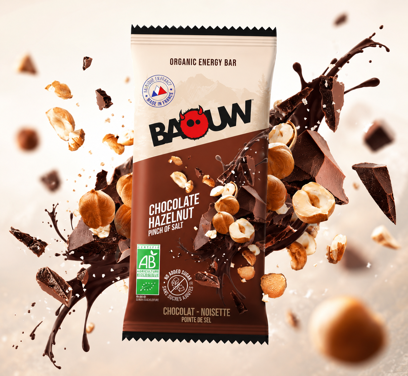 Baouw Organic Energy Bar Chocolate Hazelnut | Natuurlijke Energie voor Duursporters