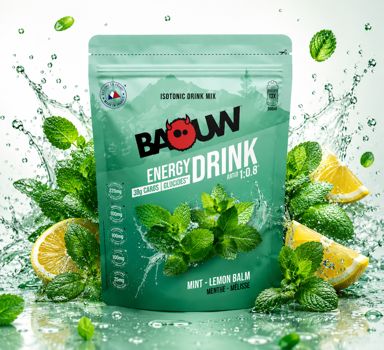 Baouw Energy Drink Mix Mint – Lemon Balm 585g