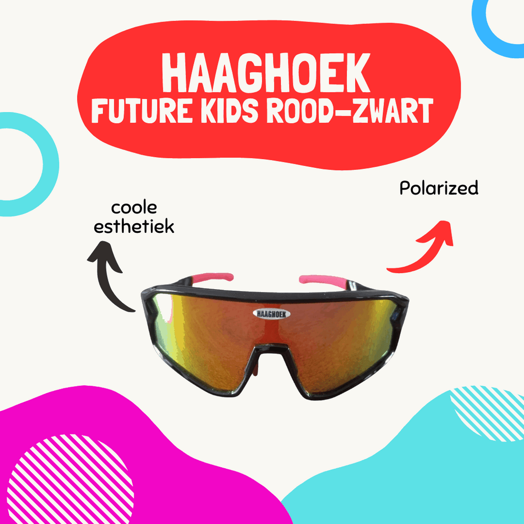Fietsbril Haaghoek Future Kids rood-zwart