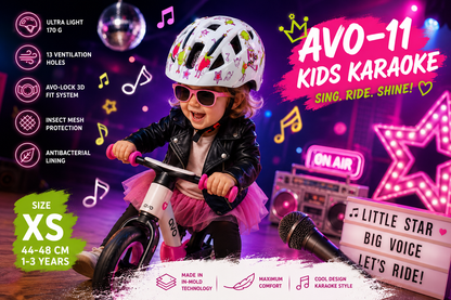 Kinderfietshelm AVO Kids Karaoke XS 44-48 cm  1 tot 3 jaar