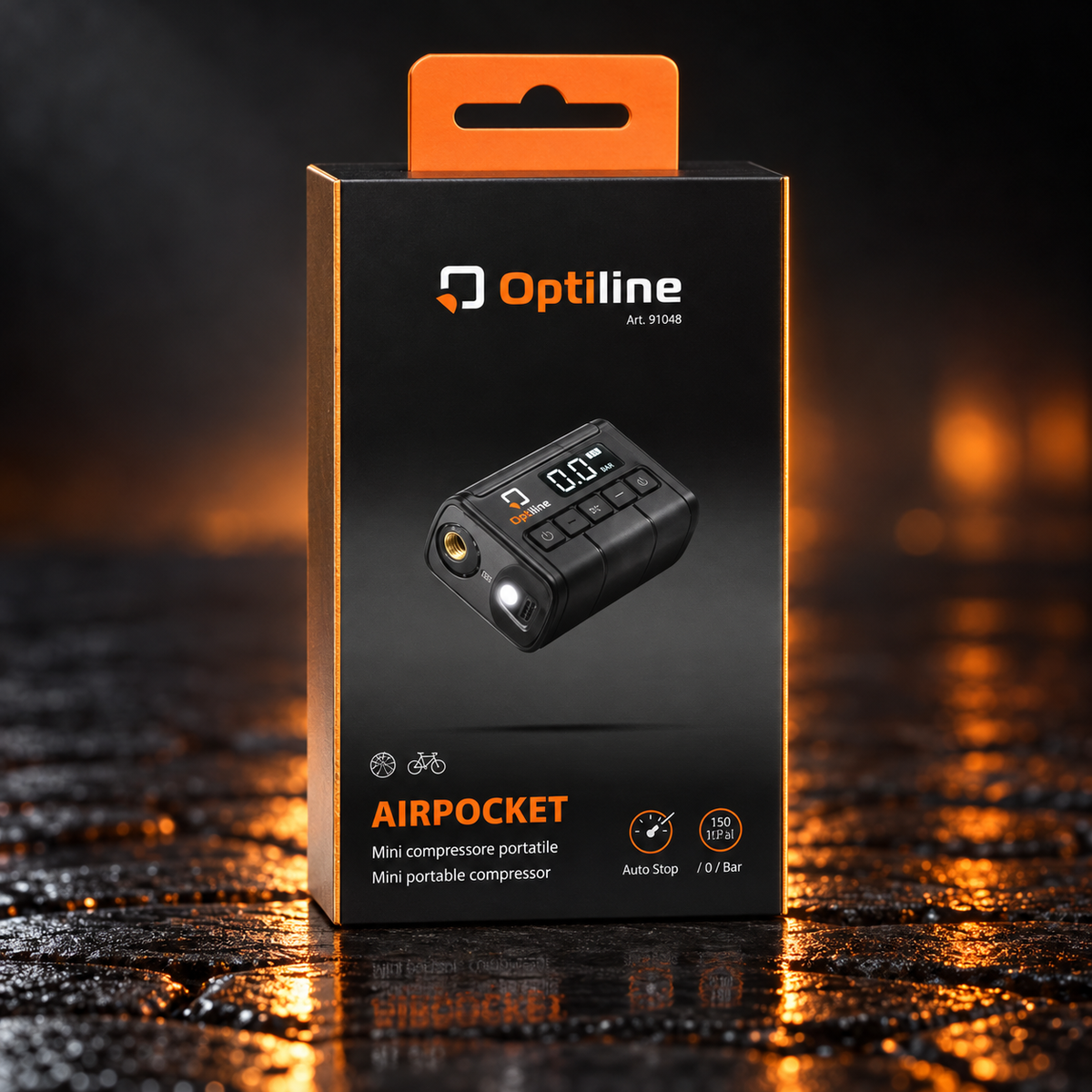 Optiline Airpocket – Draagbare elektrische fietspomp