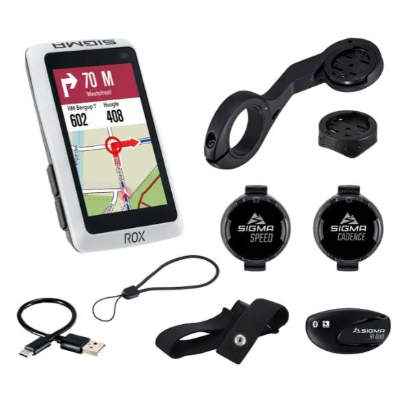 Sigma Computer ROX 12.1 EVO GPS White Set ANT+/BLE-Borstriem/Speed/Cadans Sensoren