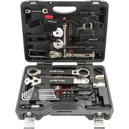 Complete professional tool case for bicycle repair and maintenance.