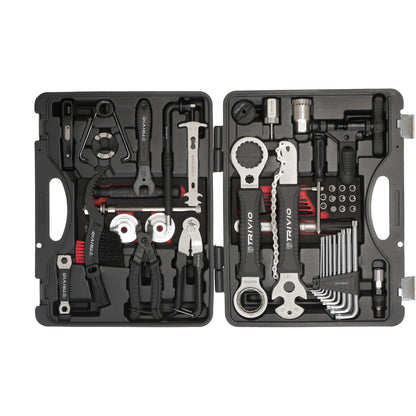 Complete professional tool case for bicycle repair and maintenance.